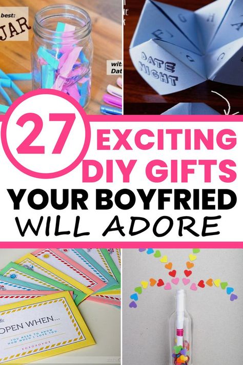 Show your boyfriend how much you care with these 27 amazing DIY gifts he'll love! From personalized sports gear and beer gifts to nerdy projects and romantic gestures, you'll find thoughtful homemade present ideas he'll appreciate. With step-by-step tutorials, you can create meaningful gifts that show how well you know your boyfriend's interests. These DIY presents from the heart will make his day and remind him how lucky he is to have you! Nerdy Valentines Gifts For Him, Diy Gifts For Lover, Diy Valentines Gifts For Boyfriend Cheap, Cute Gestures For Boyfriend, Boyfriend Birthday Gifts Diy, Romantic Gestures For Him, Cheap Gifts For Boyfriend, Romantic Boyfriend, Birthday Gifts For Boyfriend Diy