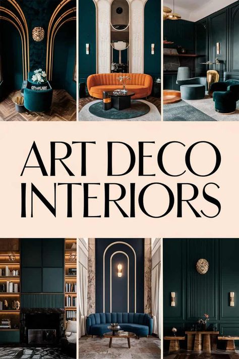 Explore stunning Art Deco interiors that can spark ideas for your home makeover. From bright geometric patterns to elegant furniture pieces this style radiates glamor and charm. Incorporate beautiful colors dazzling mirrors sleek lines and vintage touches to create your perfect space. Let your creativity shine with Art Deco inspiration! https://fabricerie.com/art-deco-interiors Art Deco Nyc Apartment, Art Deco Wall Ideas, Art Deco Basement Ideas, Art Deco Vs Art Nouveau, Art Deco Living Room Design, Industrial Art Deco Interior Design, Art Deco Dark Academia, Moody Art Deco Interior, Art Deco Spa