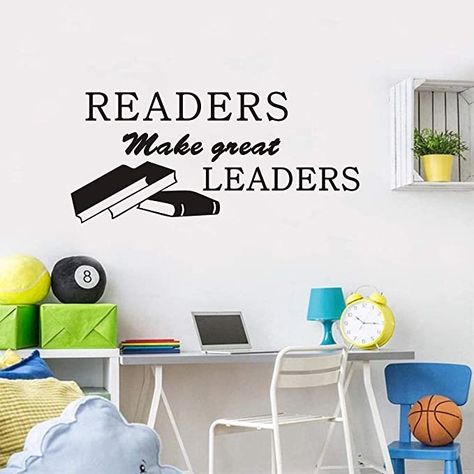 Kids Study Room, School Environment, Quotes Stickers, Inspirational Quote Wall, Room Library, Kids Study, Library Decor, Motivational Phrases, Great Leaders