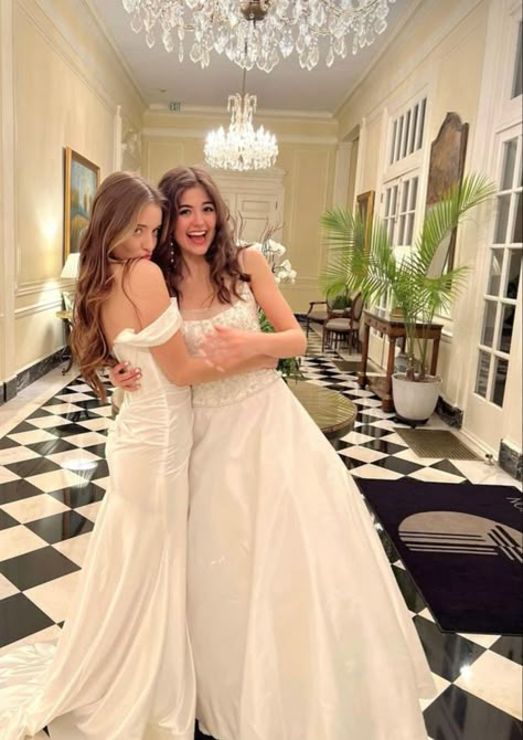 Trying On Wedding Dresses With Friends, Deb Photography Ideas, Lesbian Wedding Dresses Gowns, Deb Ball Aesthetic, Cotillion Aesthetic, Debutante Ball Dresses, Deb Dresses Debutante, Deb Ball Dresses, Debutante Ball Aesthetic