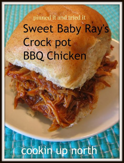 Crock Pot Bbq Chicken, Sweet Baby Rays, Crock Pot Bbq, Baby Ray, Sweet Baby Ray, Shredded Bbq Chicken, Bbq Chicken Sandwich, Bbq Chicken Crockpot, Easy Slow Cooker Chicken