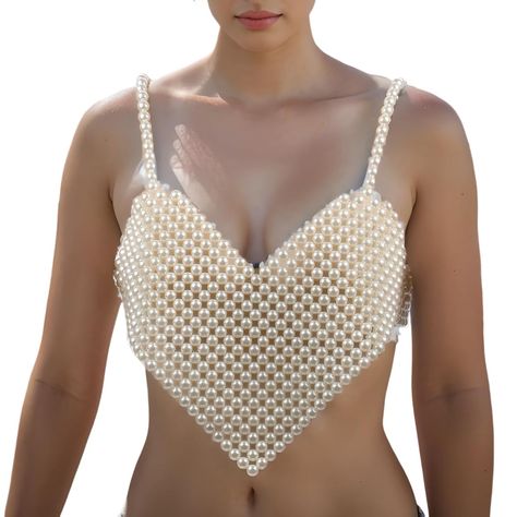 PRICES MAY VARY. 1.Enhance your style with our Pearl Body Chain for Women, a stunning accessory that adds elegance to any outfit. 2.Made with high-quality white beads, this statement piece is crafted to last, ensuring durability and longevity. 3.Versatile and unique, our Chunky Cover Up Crop Top Bra can be worn as a fashion-forward bralette or layered with other tops for a trendy look. 4.Perfect for special occasions or everyday wear, this jewelry costume piece adds a touch of glamour and sophis Pearl Body Chain, Bra Jewelry, Beads Clothes, Bead Bra, Beaded Crop Top, Top Bra, Chain For Women, Crop Top Bra, Chunky Necklace