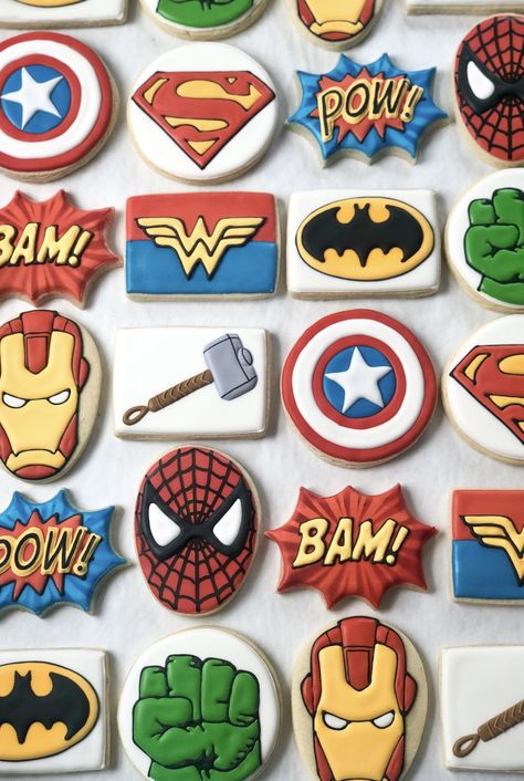 Marvel Cookies, Super Hero Cookies, Thor Cookies, Superhero Birthday Cookies, Marvel Cookies Decorated, Superhero Biscuits, Super Hero Cookies Decorated, Avenger Cookies Decorated, Avengers Cookies Decorated