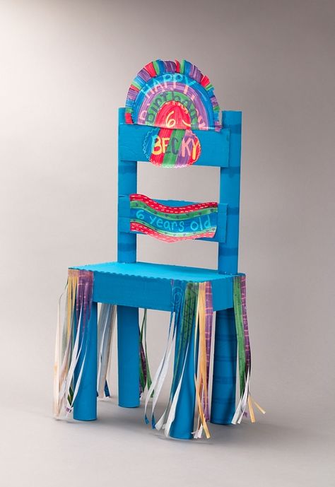 Decorative Birthday Chair craft Birthday Door Decorations, Chair Craft, Crayola Crafts, Birthday Chair, Diy Chair Covers, Birthday Door, Classroom Birthday, Chair Decorations, Crafts To Do