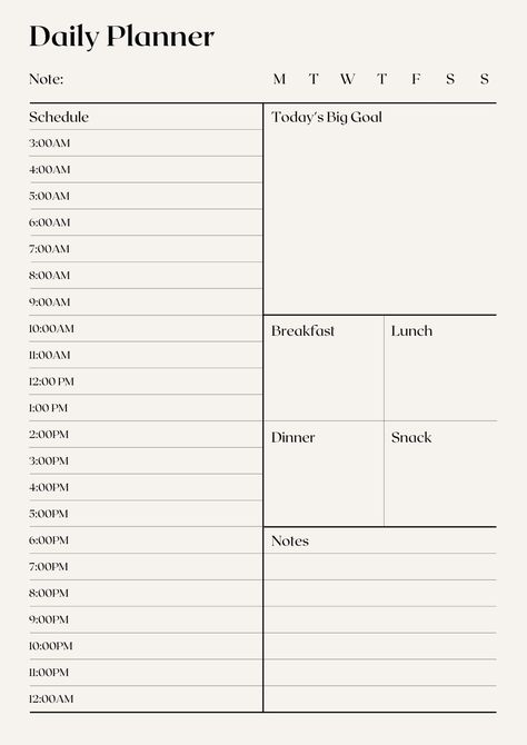 Printable Minimalist Daily Planner Planner Templates Goodnotes, Planner Pdf Free, Free Daily Planner Printables, Daily Study Planner, Aesthetic Daily Planner, Daily Planner Design, Cute Daily Planner, Simple Daily Planner, Mind Map Template