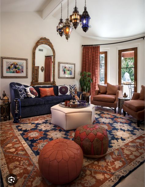 Talavera Living Room, Moroccan Modern Living Room, Moroccan Living Room Modern, Moracan Decor, Modern Moroccan Decor Living Room, Moroccan Interiors Living Room, Moroccan Living Room Ideas, Moroccan Home Decor Ideas, Moroccan Inspired Living Room