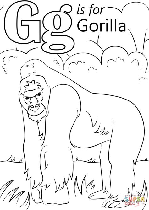 Letter G Coloring Sheet, G Is For Gorilla, Aa Letter, Letter G Crafts, Letter G Activities, Giant Creatures, Lkg Worksheets, Cartoons Animals, Zoo Phonics