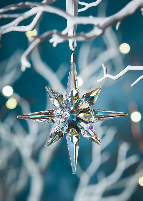 HBG04 SWAROVSKI Clear Crystal Star Christmas Ornament Swarovski Christmas, White Christmas Ornaments, Gold Christmas Decorations, White Christmas Trees, Star Christmas, White Christmas Decor, Crystal Ornament, Crystal Figurines, 3d Christmas