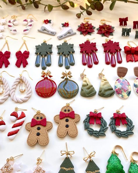 I can hardly believe the number of festive designs I’ve already done by the start of October 😅 These will all in tomorrow’s festive earring drop + bezel and cookie pairs, 5 Oct, 7AM PST! The quantities will be limited to all that’s already made 💓 Christmas Event, Polymer Jewelry, Diy Business, Polymer Clay Jewelry, The Start, Clay Jewelry, Polymer Clay Earrings, Clay Earrings, Polymer Clay