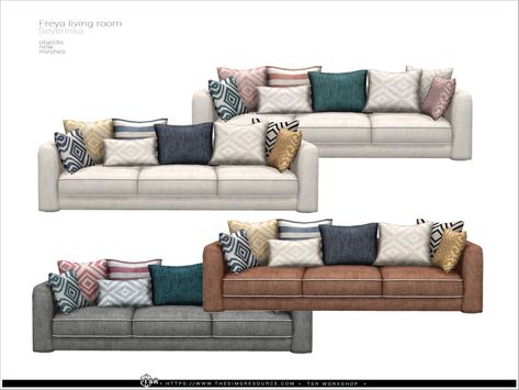 The Sims Resource - Freya livingroom - sofa Living Room Sims 4, Sims 4 Cc Furniture Living Rooms, Sims 4 Cas Mods, Sims 4 Cc Folder, Sims 4 Cc Packs, Sims 4 Cc Furniture, Sims 4 Collections, Couch Set, Sims House