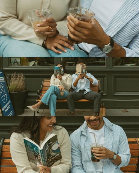 Coffee Couple Photoshoot, Coffee Date Engagement Shoot, Date Night Engagement Shoot, Coffee Shop Engagement Photos, Coffee Shop Engagement Shoot, Coffee Engagement Photos, Cute Engagement Photos, 2025 Wedding, Romantic Date Night