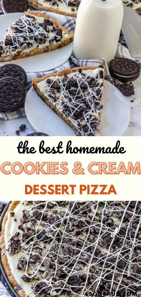 Pastel, Desert Pizza Recipes, Cookies And Cream Dessert, Dessert Pizza Recipes, Sweet Pizza, Stuffed Crust, Chocolate Pizza, Pizza Recipes Homemade, Dessert Pizza