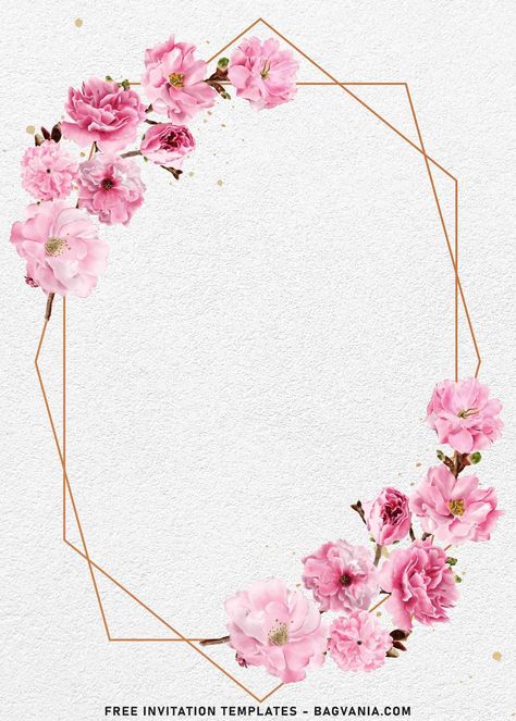 Download Now 9+ Rustic Cherry Blossom Floral Invitation Templates For Any Occasions #free #freeinvitation2019 #birthday #disney #invitations #invitationtemplates Butterfly Birthday Party Invitations, Pink And Gold Wallpaper, Pink Floral Background, Printable Frames, Flower Background Design, Wedding Card Frames, Floral Invitations Template, Floral Cards Design, Flower Birthday Cards