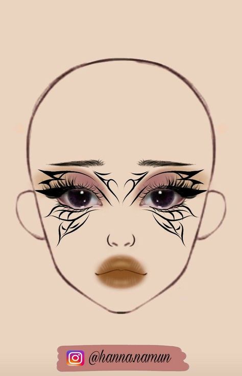 Graphic Liner Makeup Hooded Eyes, Boceto Makeup Egirl, Crazy Eyeliner Looks, Crazy Eyeliner, Makeup Looks Drawing, Makeup Ideas Drawing, Eyeliner Drawing, Makeup Sketch, Makeup Charts