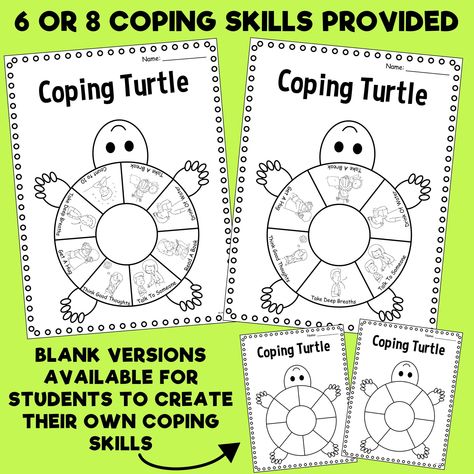 Coping Skills Turtle Craft & Story / Teach Young Students To Deal With Feelings - Classful Kindergarten Coping Skills Activities, Preschool Coping Skills Activities, Social Skills Crafts, Coping Skills Crafts, Elementary Sel, Coping Skills Activity, Counseling Crafts, Aba Activities, Powerpoint Video