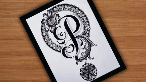 #mandala #art #flowerart Letter P Calligraphy, P Calligraphy, Flower Mandala Art, Alphabet Mandala, Easy Mandala Art, Arts Video, Mandala Art For Beginners, Canvas Art Painting Abstract, Mandala Book