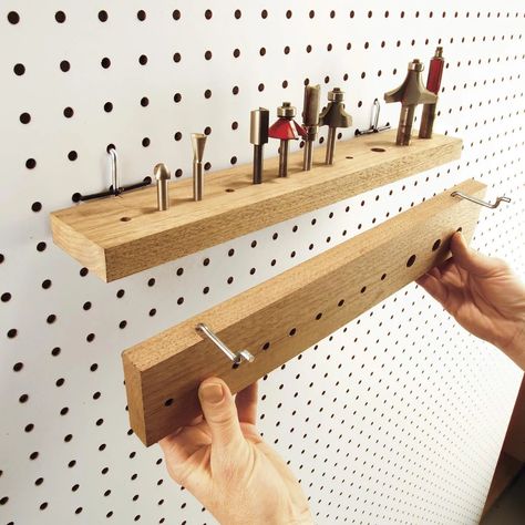 Pegboard Shelves Pegboard Shelves, Pegboard Shelf, Pegboard Garage, Pegboard Storage, Metal Pegboard, Plywood Shelves, Garage Tool Storage, Garage Organize, Organisation Hacks