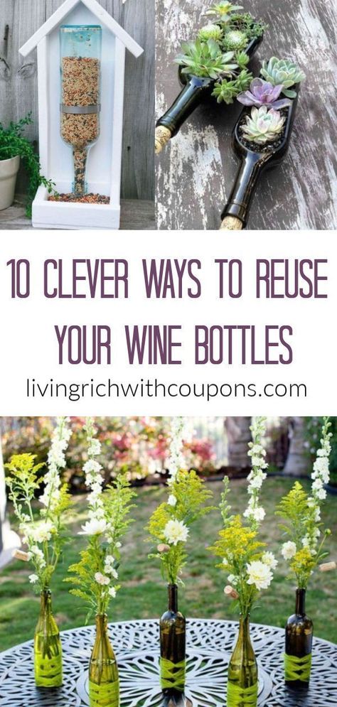 Wine Bottle Trees Outdoor, Wine Bottle Upcycle, Thrawn Star Wars, Recycled Bottle Crafts, Wine Bottle Garden, Reuse Wine Bottles, Living Rich, Repurposed Wine Bottles, Wine Bottle Project