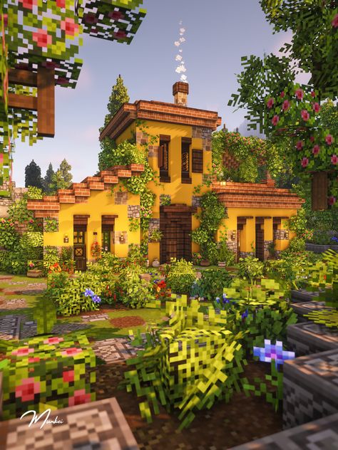 Italian Style Minecraft House, Mesa Houses Minecraft, Mangrove Starter House Minecraft, Yellow Terracotta House Minecraft, Minecraft Vineyard House, Minecraft Winery House, Italian Minecraft Builds, Detailed Minecraft Houses, Houses In Minecraft Ideas