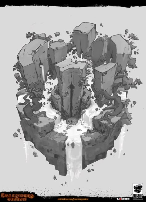 Genesis Art, Darksiders Genesis, Dark Siders, Isometric Art, Landscape Concept, Game Concept Art, Landscape Drawings, Fantasy Art Landscapes, Fantasy Concept Art