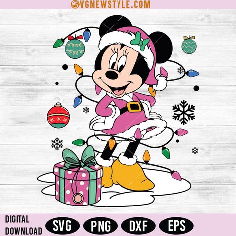 Disney Christmas Lights, Disney Christmas Svg, Christmas Lights Svg, Minnie Mouse Svg, Invitations Diy, Disney Holiday, Silhouette Art, Social Media Banner, Svg Christmas