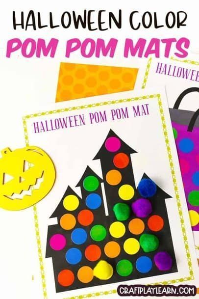 Are you looking for a fun activity to keep the little ones occupied? If so, these Halloween activity pom pom mats from Craft Play Learn are the perfect activity for busy kids! Your preschoolers will love this doing this fun activity all while they are building their development skills such as fine motor, concentration, and learning colors. What a fun way for kids to learn -- learn while playing! Halloween Language Activities Preschool, Halloween Fine Motor, Pom Pom Mat, Language Activities Preschool, Halloween Activities For Toddlers, Halloween Activities Preschool, Halloween Color, K Crafts, Halloween Activity