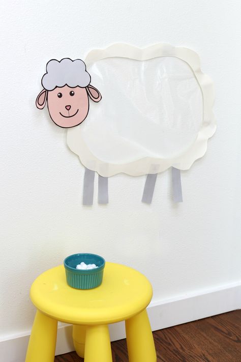 Sticky Sheep Farm Activity for Preschool and Free Printable - No Time For Flash Cards Old Mcdonald Had A Farm Sensory Activities, White Preschool Activities, Sheep Art Project, Farm Preschool Activities Art Projects, Sheep Activities For Preschool, Sheep Activity, Playgroup Themes, Farm Activities For Kids, Sheep Activities