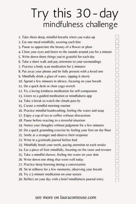 a pin that says in a large font Try This 30-Day Mindfulness Challenge Wellness Challenge Ideas, Mindfulness Challenge, Lifestyle Challenge, Be More Mindful, Wellness Challenge, Challenge Ideas, Healthy Quotes, Practice Mindfulness, Mindfulness Activities