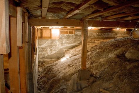 What Is the Cost To Dig Out a Basement? (2024Guide) Underpinning House, Bulkhead Ideas, Crawl Space Vents, Concrete Block Foundation, Back To The Old House, Block Foundation, Crawl Space Repair, Crawl Space Encapsulation, Wet Basement