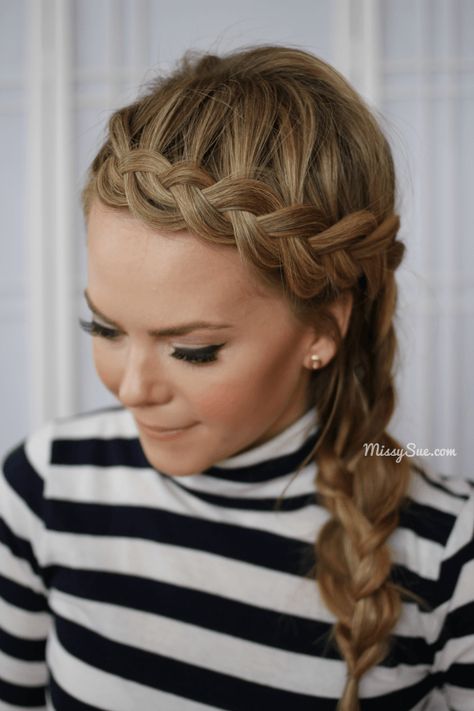 Dutch Braid Headband, Wrap Around Braid, Braided Side, Braid Headband, Missy Sue, Dutch Braid Hairstyles, Side Braid Hairstyles, Lace Braid, Braid Hair