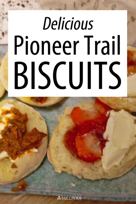 These biscuits are made with simple ingredients, and are what the pioneers would take with them when traveling. Here are the two variations, plus lots of topping ideas. #recipe #biscuits #emergencyfood #selfreliance #prepper Pioneer Day Food, Pioneer Foods, Survival Recipes, Best Emergency Food, 4 Ingredient Recipes, Biscuit Rolls, Emergency Food, Survival Food, Biscuit Recipe