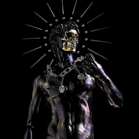 #wallpaper #roman #saint #digital #creation #art #visual #artist #halo #skull #face Black And Gold Aesthetic, Arte Occulta, Arte Punk, Wallpaper Animes, Gold Aesthetic, Beautiful Dark Art, Ethereal Art, 3d Render, Black Magic