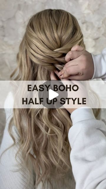 How To Half Updo, Half Hair Up Tutorials, Long Hair Updo Easy Step By Step Half Up, Wedding Hair Diy Half Up, Easy Prom Hairstyles Half Up Half Down, Long Hair Half Updo Easy, Simple Wedding Hairstyles Half Up, Half Up Bridesmaid Hairstyles, Diy Half Updo