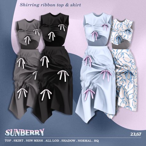 [SUNBERRY]Shirring ribbon top & skirt 23.67(Early access) | Patreon Cc Patreon, Ribbon Top, The Sims 4 Skin, The Sims 4 Pc, Sims Free Play, Pelo Sims, Free Sims 4, The Sims 4 Packs, Sims 4 Cc Folder