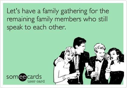 Lets have a family gathering for the remaining family members who still speak to each other. Dysfunctional Family Quotes, Family Quotes Funny, Quotes Family, Funny Relationship Memes, Funny Relationship Quotes, Friendship Humor, Dysfunctional Family, Drama Funny, Family Funny