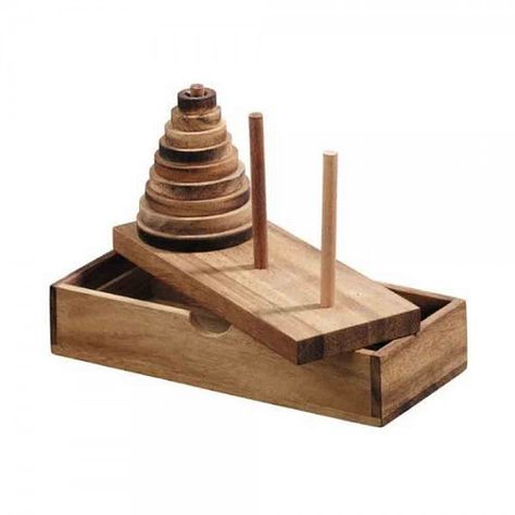 Wooden Toy : Tower of Hanoi Wooden Puzzle Game 9 by AmaWoodShop Tower Of Hanoi, Diy Gadgets, Jigsaw Puzzles For Kids, Wood Games, Diy Toddler, Wood Puzzles, Stacking Toys, Best Dad Gifts, Wood Toys