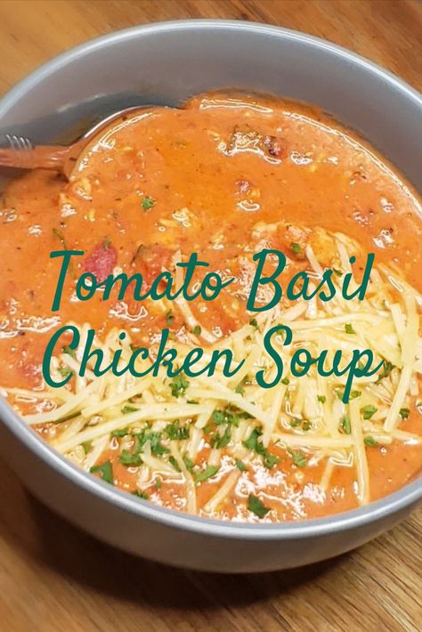 Chicken Basil Soup Recipes, Chicken Tomato Bisque Soup, Spicy Chicken Tomato Soup, Tomatoe Chicken Soup, Chicken Basil Soup, Smashing Tomato Tomato Basil Chicken Soup, Tomato Chicken Soup Recipes, Tomato Based Chicken Soup, Chicken Soup With Tomato Base