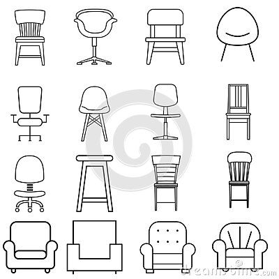 Easy Chair Drawing, Chair Art Drawing, Chair Drawing Simple, Chair Drawing Sketches, Furniture Doodle, Chair Doodle, Draw A Chair, Furniture Tattoo, Chairs Drawing