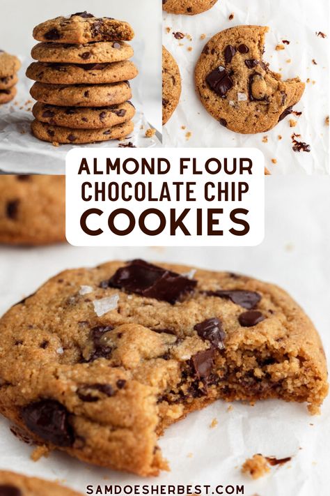 Almond Flour Chocolate Chip, Almond Flour Chocolate Chip Cookies, Comidas Keto, Healthy Chocolate Chip Cookies, Almond Flour Cookies, Easy Gluten Free Desserts, Gluten Free Chocolate Chip Cookies, Easy Chocolate Chip Cookies, Almond Flour Recipes