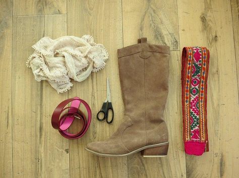 DIY :: My Boho Boots! Boots Boho, Gypset Style, Clothing Crafts, Boho Shoes, Boot Bracelet, Fashion Shoes Boots, Boho Boots, Boho Inspiration, Diy Boho