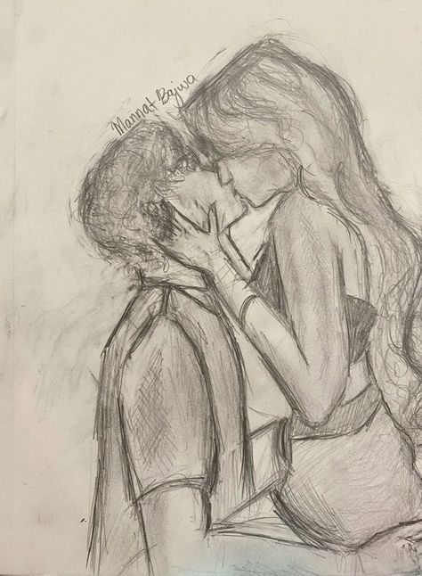 People Drawing Inspiration, Drawing For My Love, Drawing Romantic Couple Art, Romance Art Sketchbook, Drawing Ideas Aesthetic Love, 2 Lovers Drawing, Cute Romantic Paintings Easy, Romantic Artwork Drawing, Romance Drawing Sketches