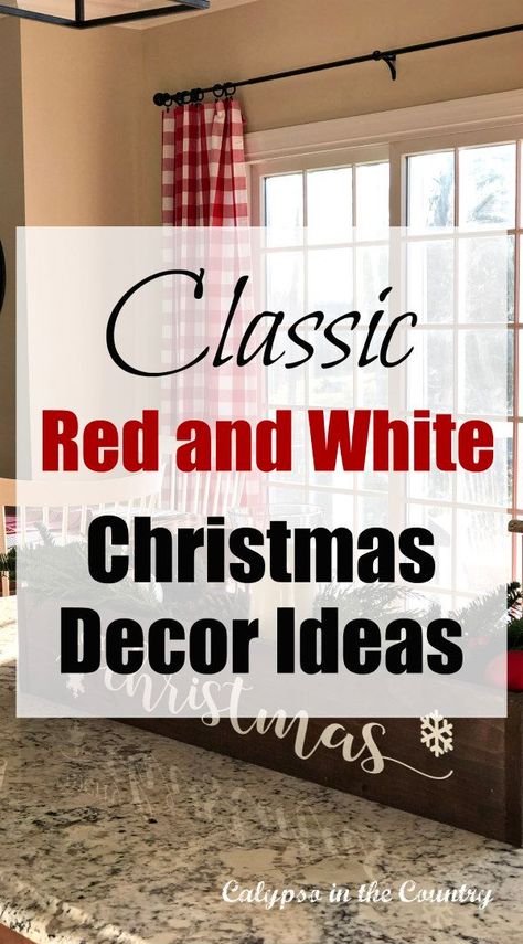 Red and White Christmas Decor Ideas for an open concept kitchen and family room. Using my red and white buffalo checks as inspiration, I decorated both rooms for Christmas using those colors. Take the tour! #christmasrooms #christmastour #redandwhite #christmasdecor #christmasdecorating Red And Christmas Decor, Christmas Mantels Red And White, Red And White Plaid Christmas Decor, Red And White Christmas Mantel Ideas, White Red Christmas Tree Ideas, Red White Christmas Decorations, Red And White Fireplace Christmas Decor, Red White And Gray Christmas Decor, Red And White Buffalo Check Christmas