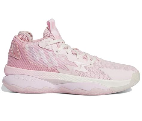 Adidas Dame 8 Sakura Sneakers in Clear Pink/Chalk White/Light Pink Dame 8 Sakura, Dame 8 Shoes, Casual Pink Basketball Shoes, Pink Sporty Basketball Shoes, Adidas Dame 8, Adidas Pink Basketball Shoes For Sports, Pink Volleyball Shoes, Adidas Pink Sporty Basketball Shoes, Pink Fade-resistant Basketball Shoes For Light Sports