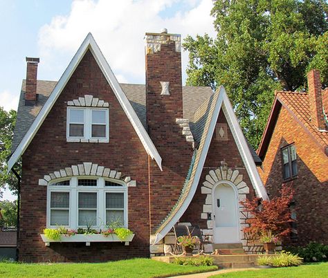 St. Louis Hills, St. Louis, MO Entrance Facade, Tudor Homes, American Cottage, Witches Cottage, Different House Styles, Fairytale House, Victorian Style Homes, Cottages And Bungalows, Fairytale Cottage