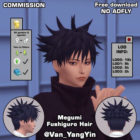 Sims 4 Hair Mods Male, Sims 4 Cc Hunter X Hunter, Sims Anime Hair, Sukuna Sims 4, Toji Fushiguro Sims 4 Cc, Jjk Cc Sims 4, Getou Suguru Sims 4 Cc, Sims 4 Jujutsu Kaisen, Anime Hair Sims 4