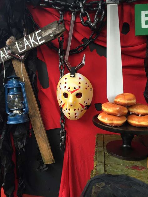 Nightmare on Elm Street, Horror, Scream, Friday the 13th Halloween Party Ideas | Photo 1 of 28 Friday The 13th Birthday Party, Friday The 13th Party Ideas, Slasher Party, Friday The 13th Funny, Dirty 30 Party, Horror Birthday, Friday The 13th Tattoo, Jim Morrison Movie, Lake Party