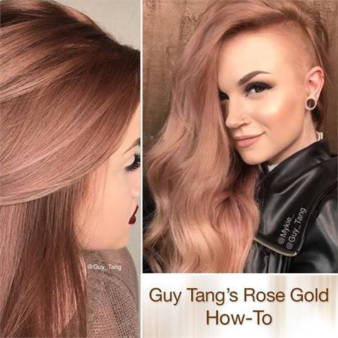 Rich, Rose Gold Haircolor by Guy Tang - Hair Color - Modern Salon Guy Tang Hair, Blond Rose, Rose Gold Blonde, Kenra Color, Gold Hair Colors, Hair Color Rose Gold, Hair Color Formulas, Guy Tang, Super Hair