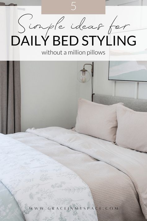 Bed Styling Ideas, Bed Pillow Arrangement, Farmhouse Bedding Sets, Tidy Bedroom, Natural Bedroom, Bed Making, Minimalist Bed, Elegant Bedding, Diy Furniture Bedroom