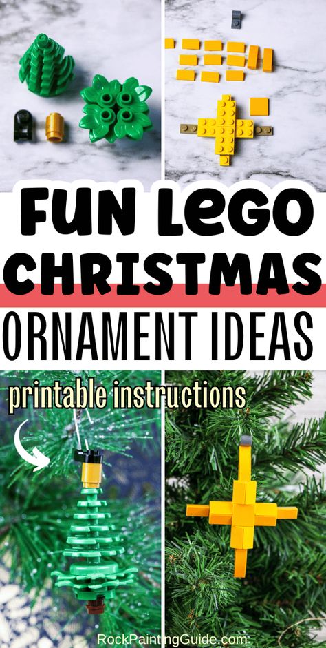 Here are the Christmas Lego ornaments building instructions and Lego parts lists for each of the ornaments. If your kids don’t have the exact Lego pieces or colors we used, no worries! Encourage them to get creative with what they have. We even included printable instructions for each Lego Christmas Ornament craft. Lego Ornaments Diy, Christmas Lego Ideas, Lego Christmas Ideas, Lego Christmas Ornaments, Lego Ornaments, Pinterest Christmas Crafts, Christmas Lego, Lego Christmas Tree, Christmas Activities For Families