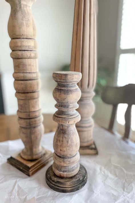 Diy Taper Candle Holders, Natural Wood Dresser, Turned Candlesticks, Antiquing Glaze, Diy Candle Holders, Wooden Candle Sticks, Wood Candle Sticks, Tall Candle, Diy Candle